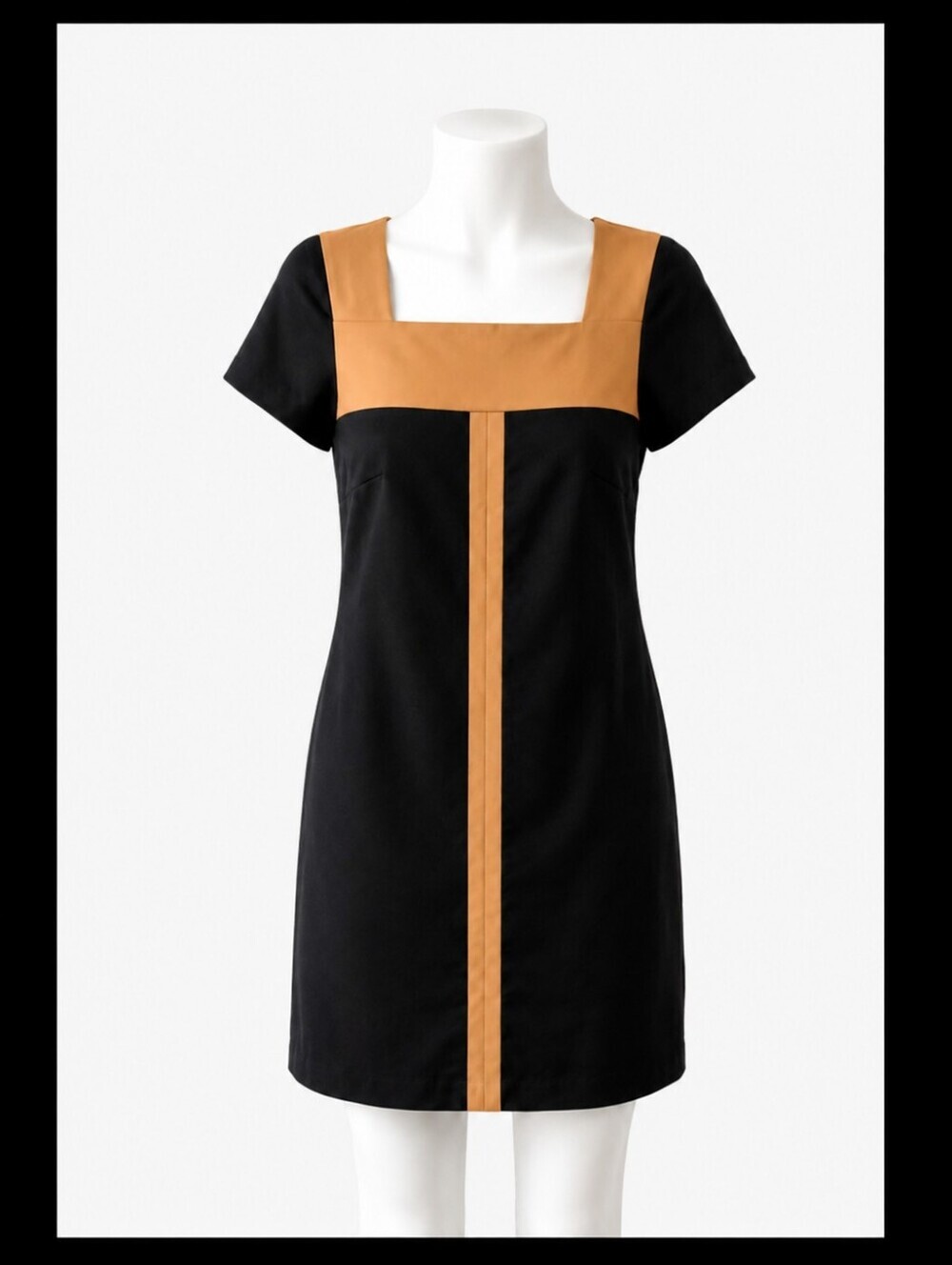 Calvin Klein Black and Tan Colorblock Mini Dress